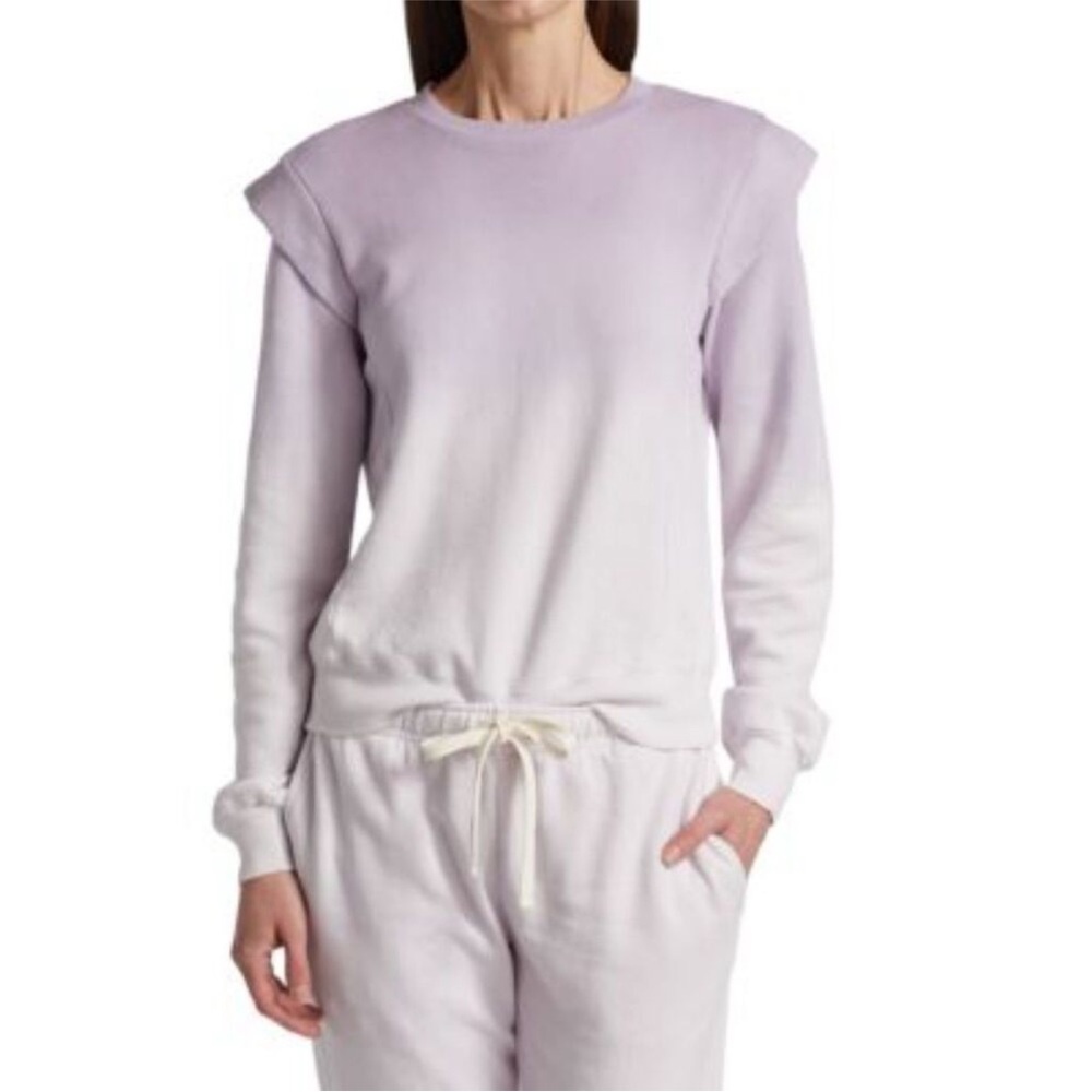 NWT Monrow Ombre Wash Ruffle-Shoulder Sweatshirt Size S